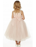 Blush Pink Pleated Tulle Tea Length Timeless Flower Girl Dress
